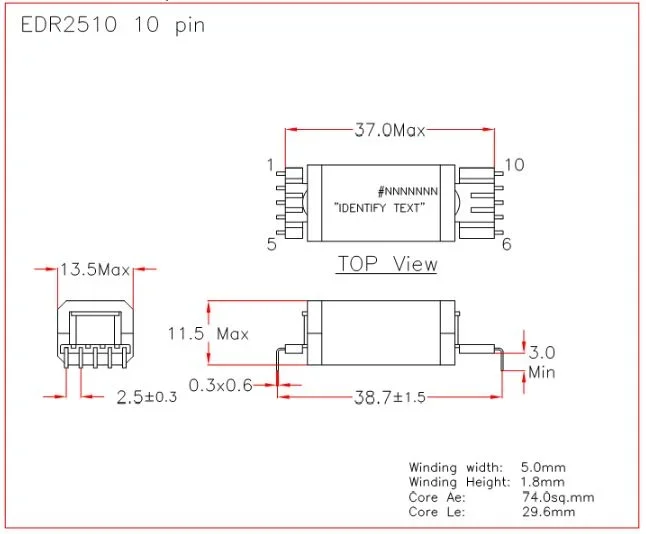 EDR2510 10 pin Ferrite Core